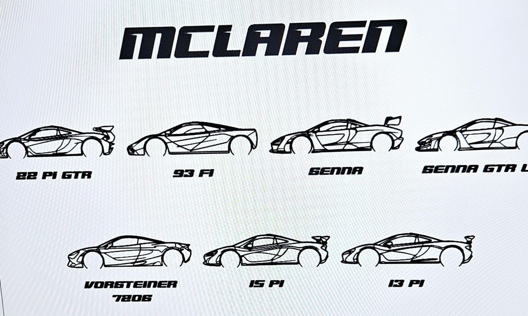 A drawing of different types of cars on paper.