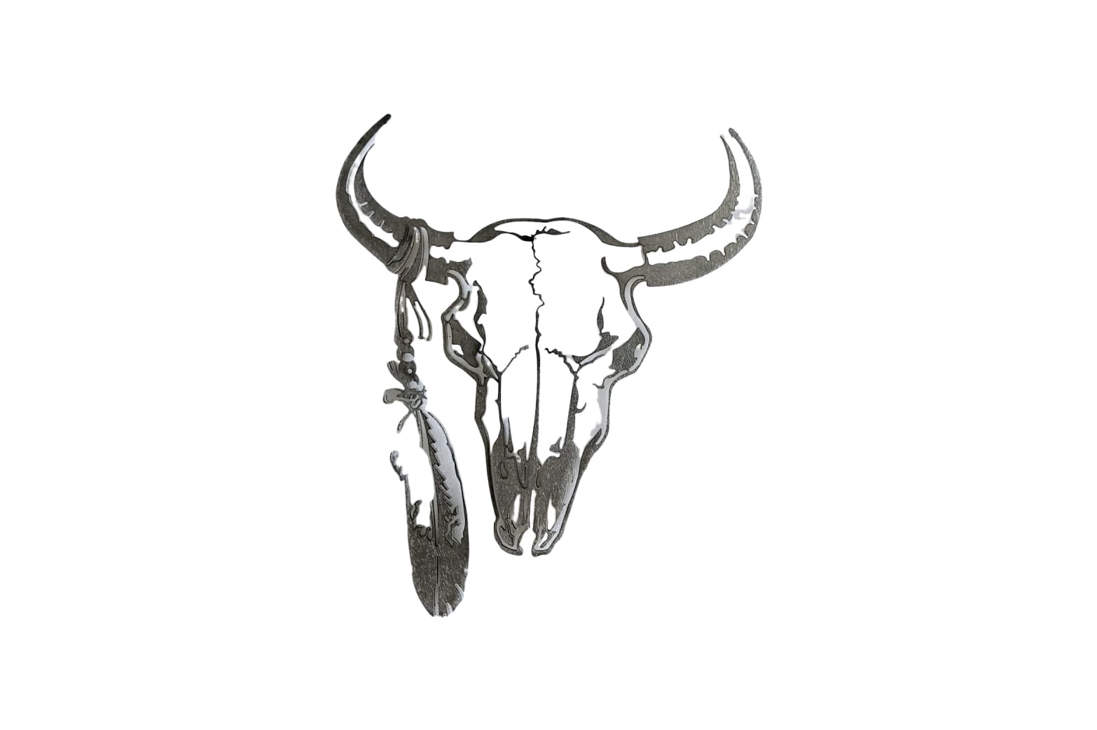 A drawing of an animal skull with horns.