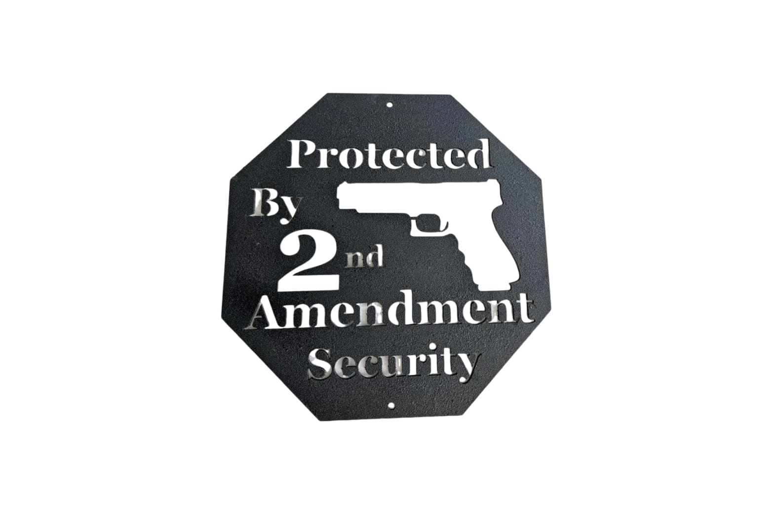 A sign that says protected by 2 nd amendment security.