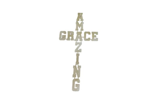 A cross with the word " amazing " written on it.