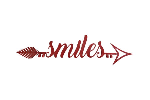 A red arrow with the word smiles written in it.