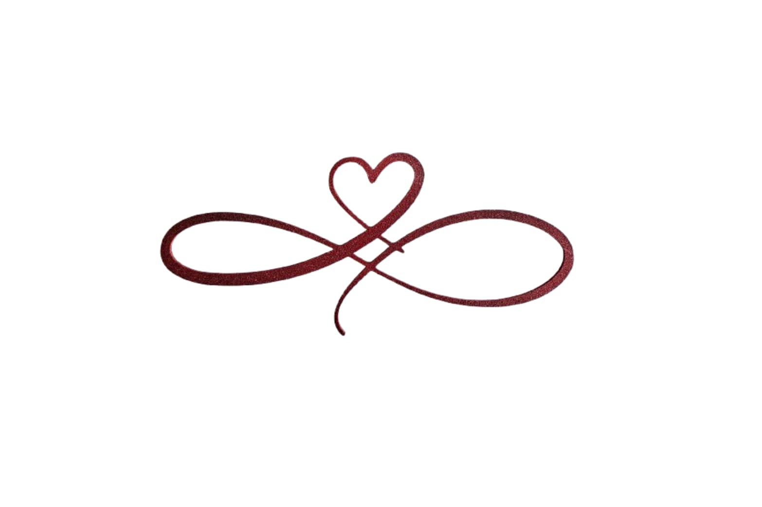 A red heart with an infinity symbol in the middle.