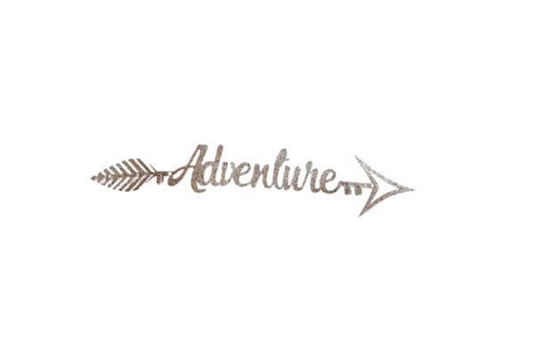 A metal arrow with the word " adventure ".