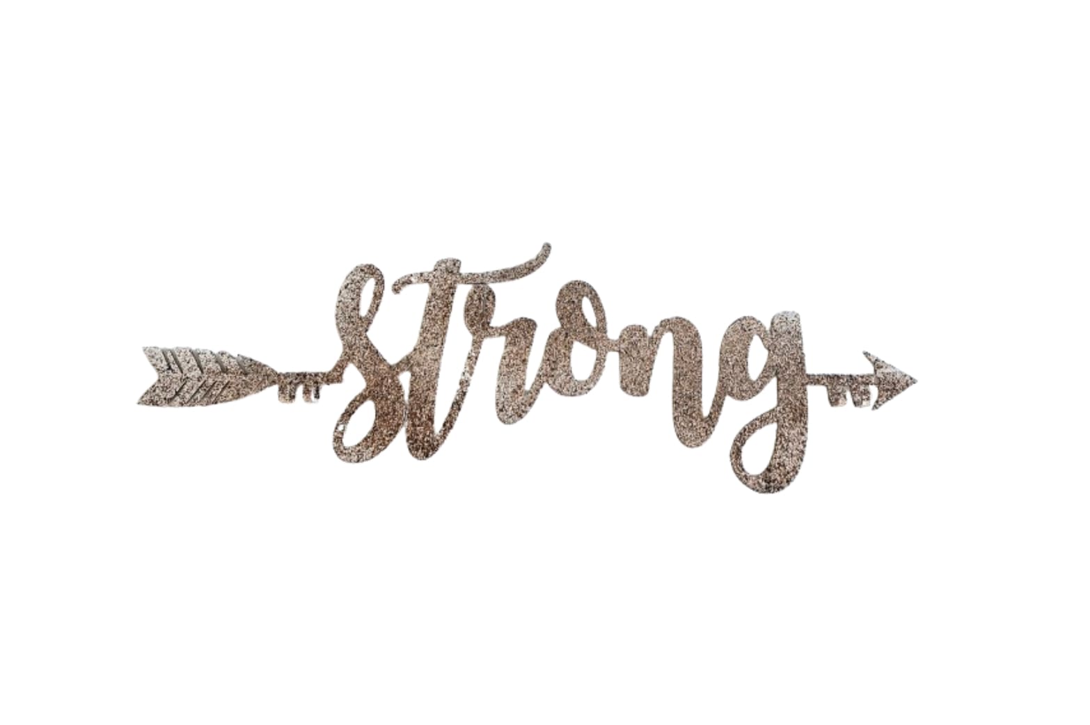 A metal arrow with the word strong written in it.