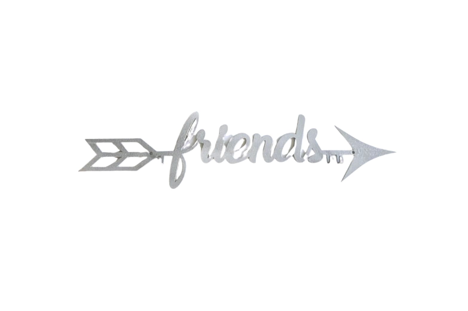 A metal arrow with the word friends written in it.