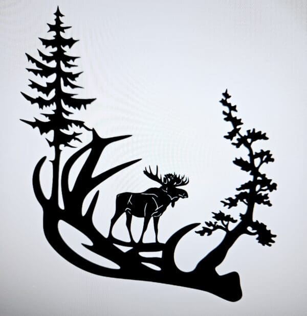 A moose is standing on the tree branch.