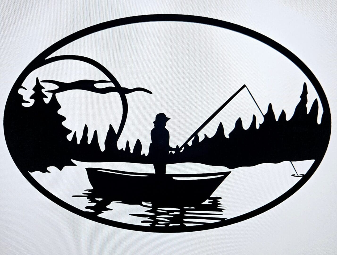 A man fishing in the boat on the lake.